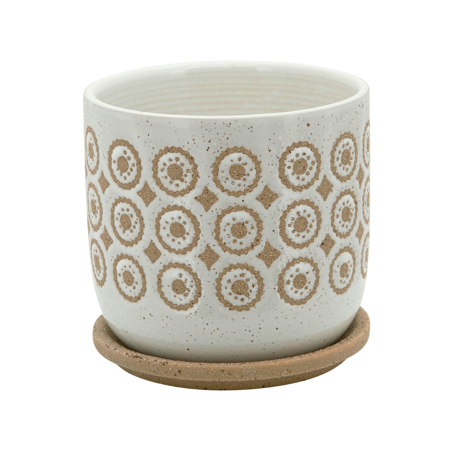 6" Circles Planter W/ Saucer, Beige