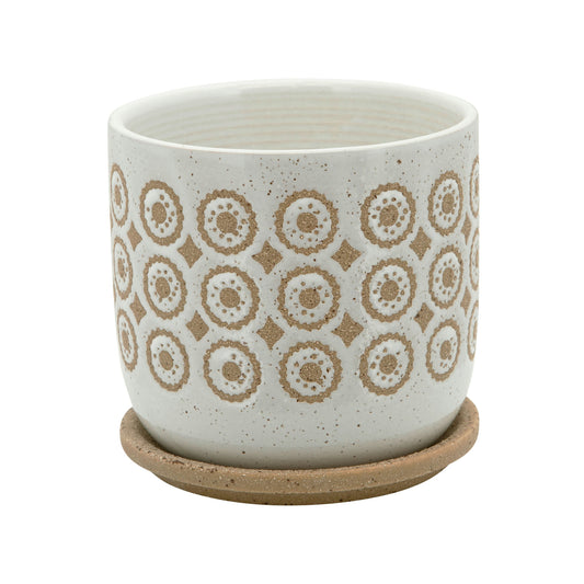 6" Circles Planter W/ Saucer, Beige