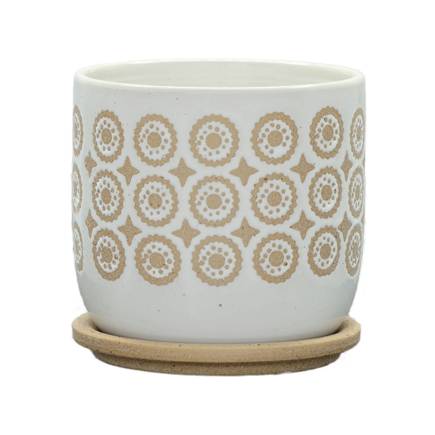 6" Circles Planter W/ Saucer, Beige