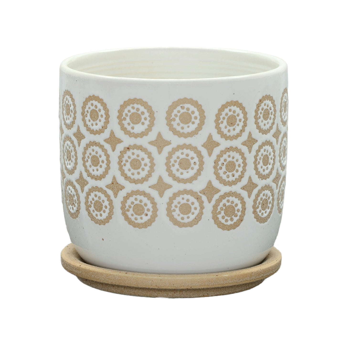 6" Circles Planter W/ Saucer, Beige