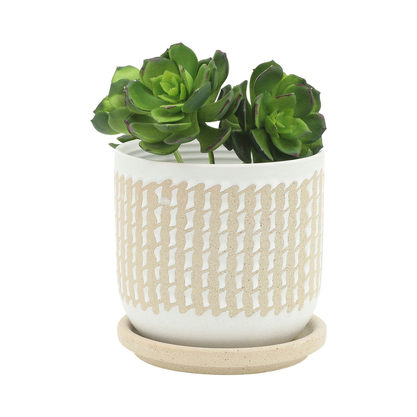 S/2 5/6" Wave Planter W/ Saucer, Brown