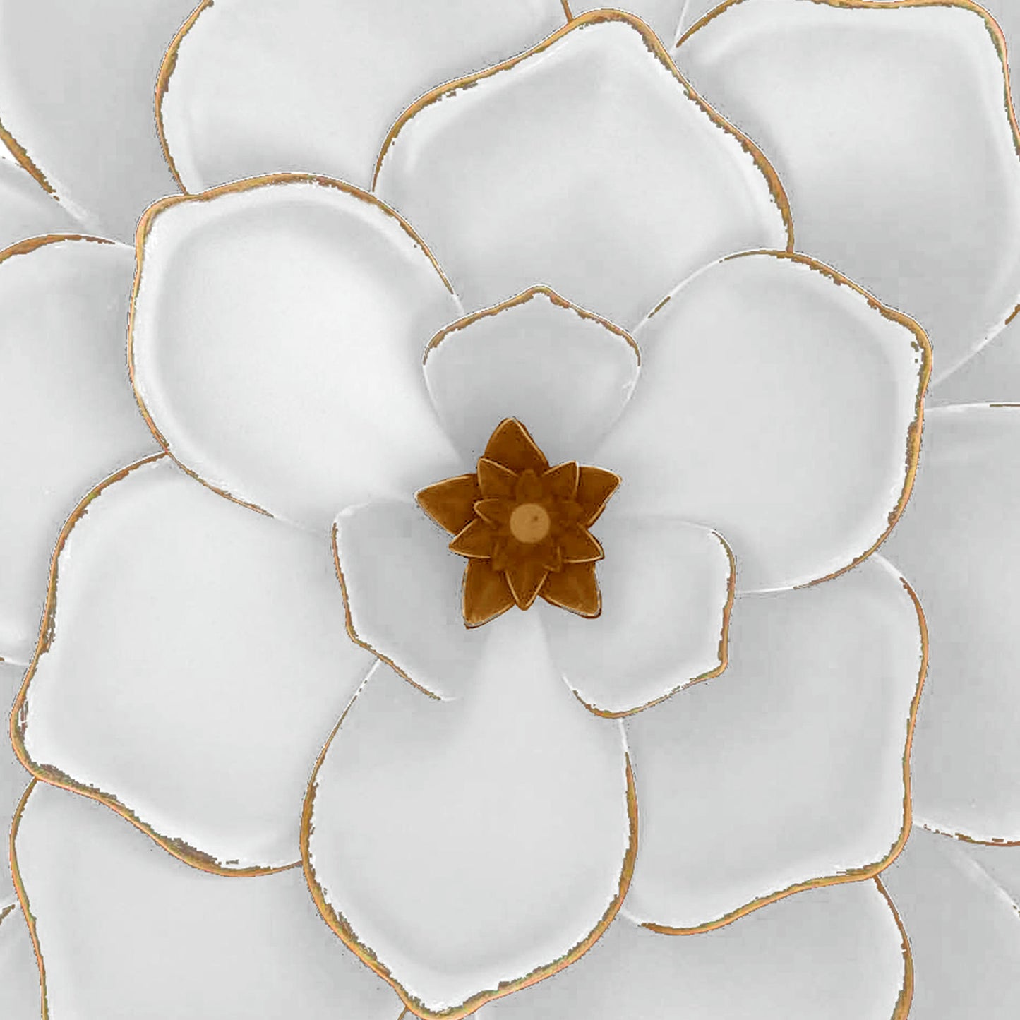 Metal 20" Multi-layer Flower Wall Deco, White/gol