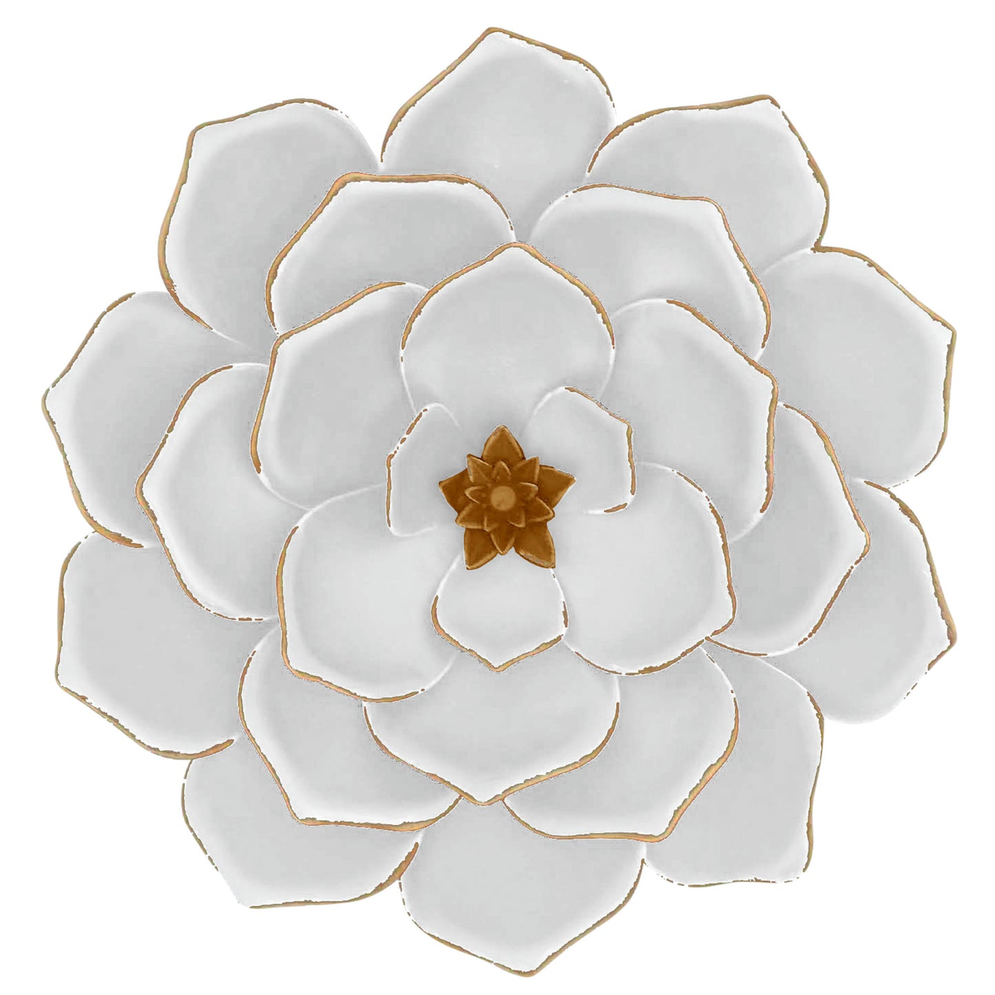 Metal 17" Multi-layer Flower Wall Deco, White/gol