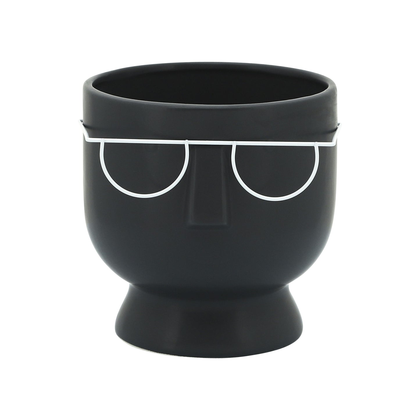 6"h Face W/glasses Planter, Black