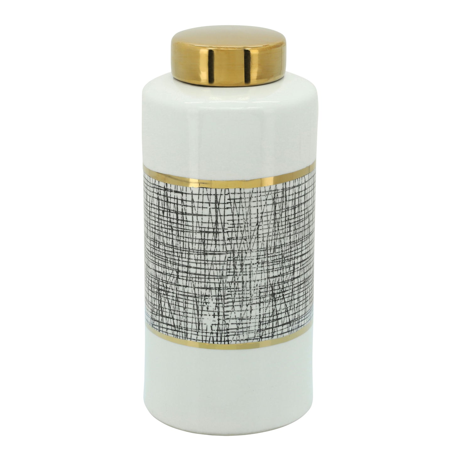 13" Jar With Lid, Gold