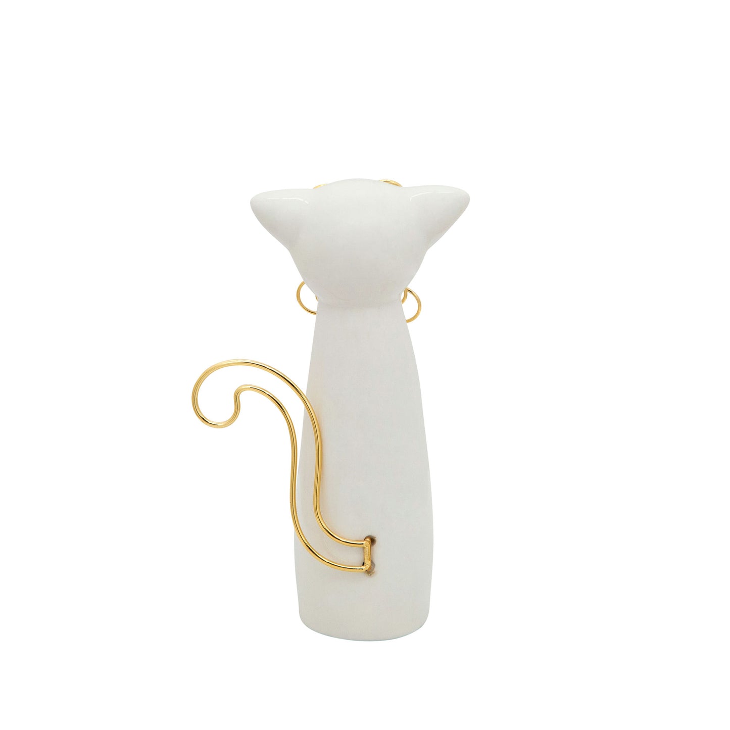 7"h Cat W/glasses Deco, White