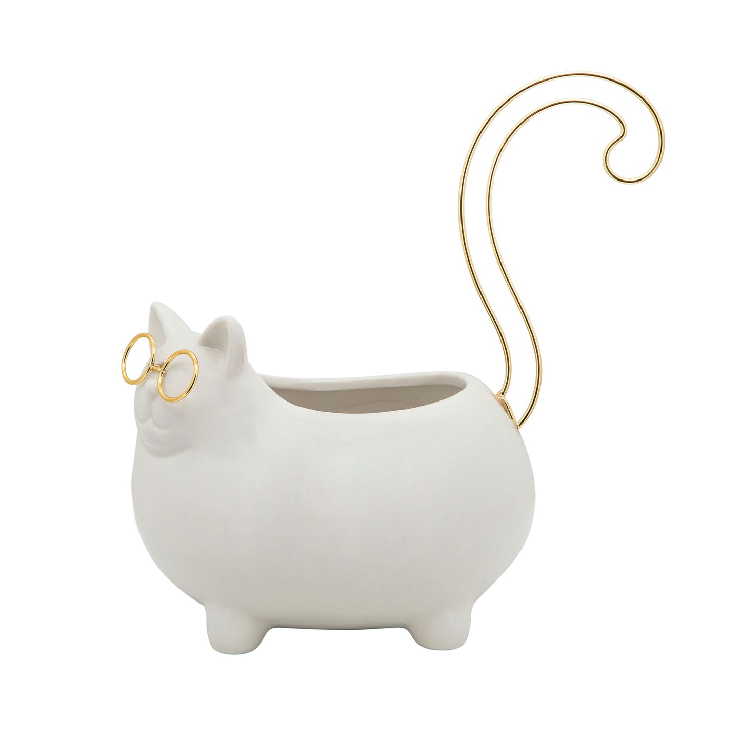 8"h Kitty Trinket Tray, White