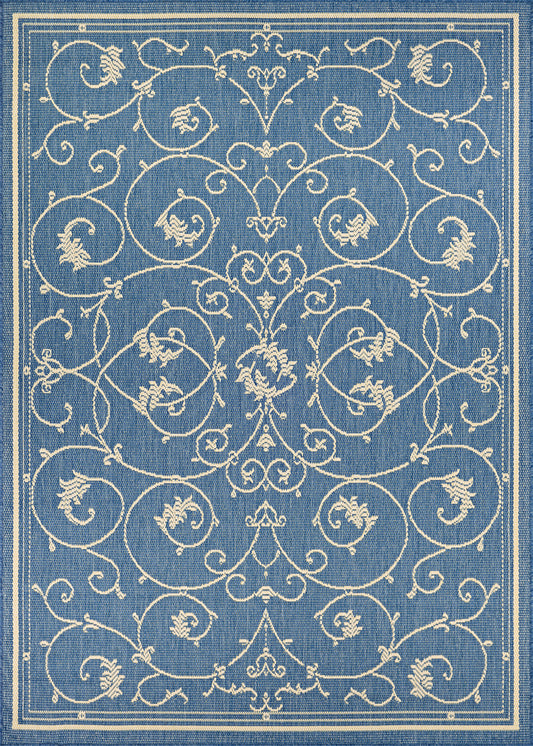 Couristan Recife Veranda Champagne-Blue Round Rug 8'6" x 8'6"