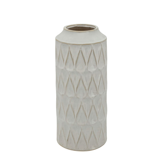 16"h Teardrop Vase, White