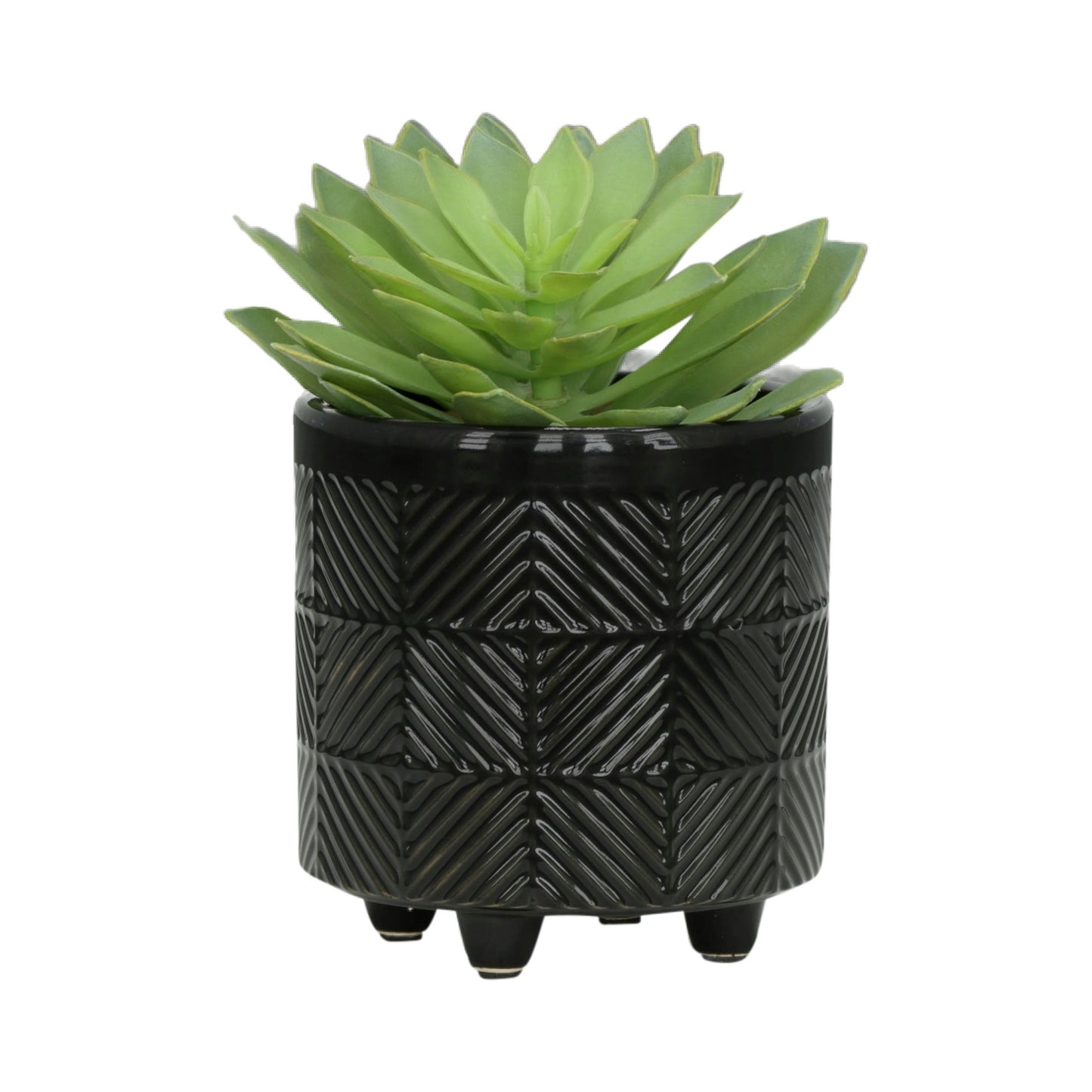 S/2 6/8" Textured Planters, Shiny Black