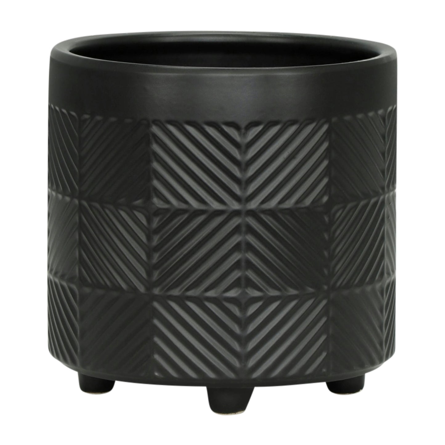 S/2 6/8" Textured Planters, Matte Black