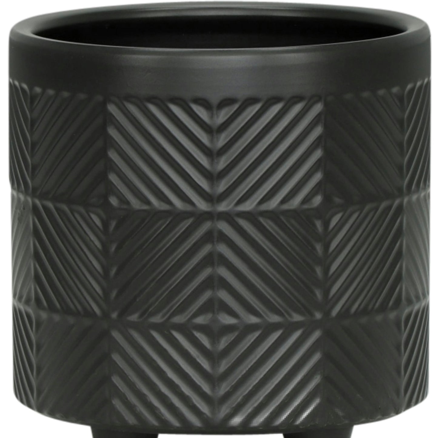 S/2 6/8" Textured Planters, Matte Black