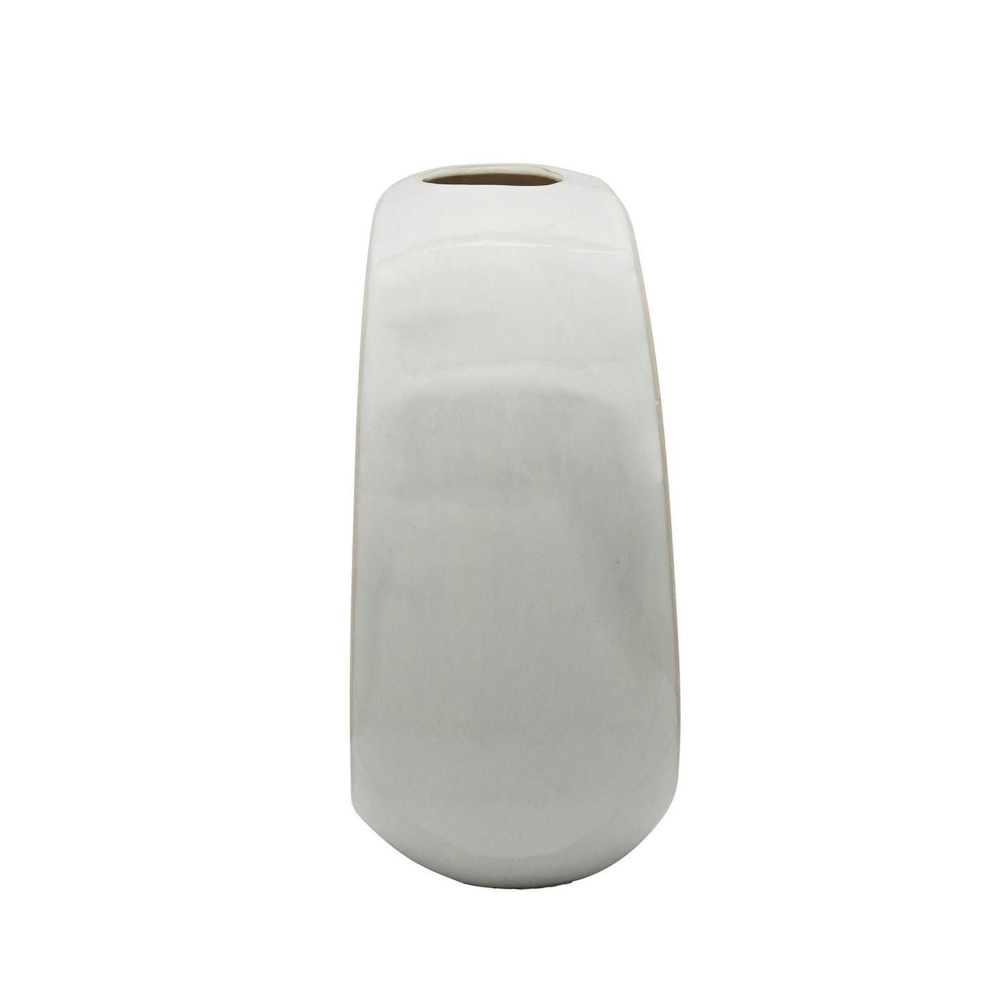 11"h Oval Vase, White