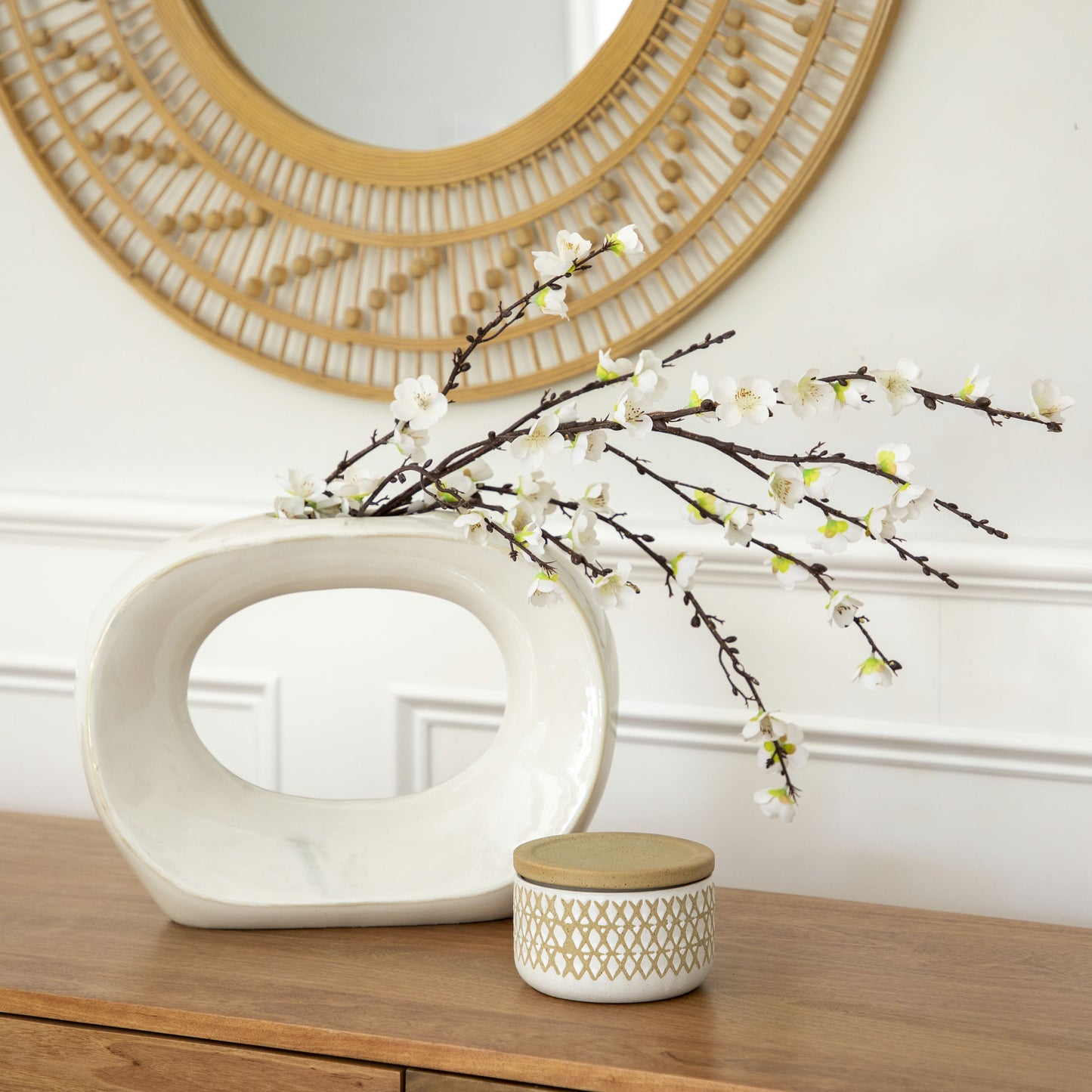 11"h Oval Vase, White