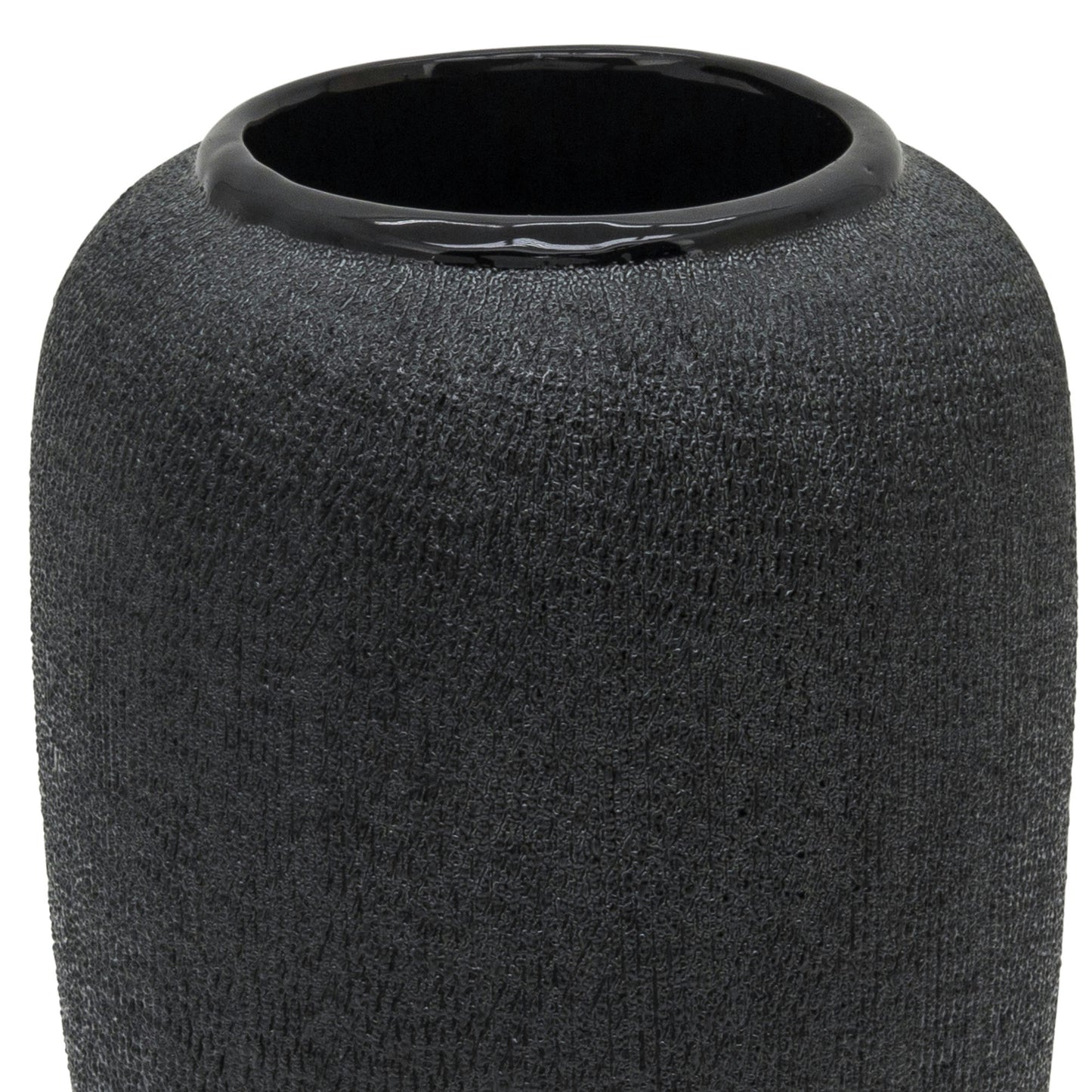 12" Beaded Vase, Black