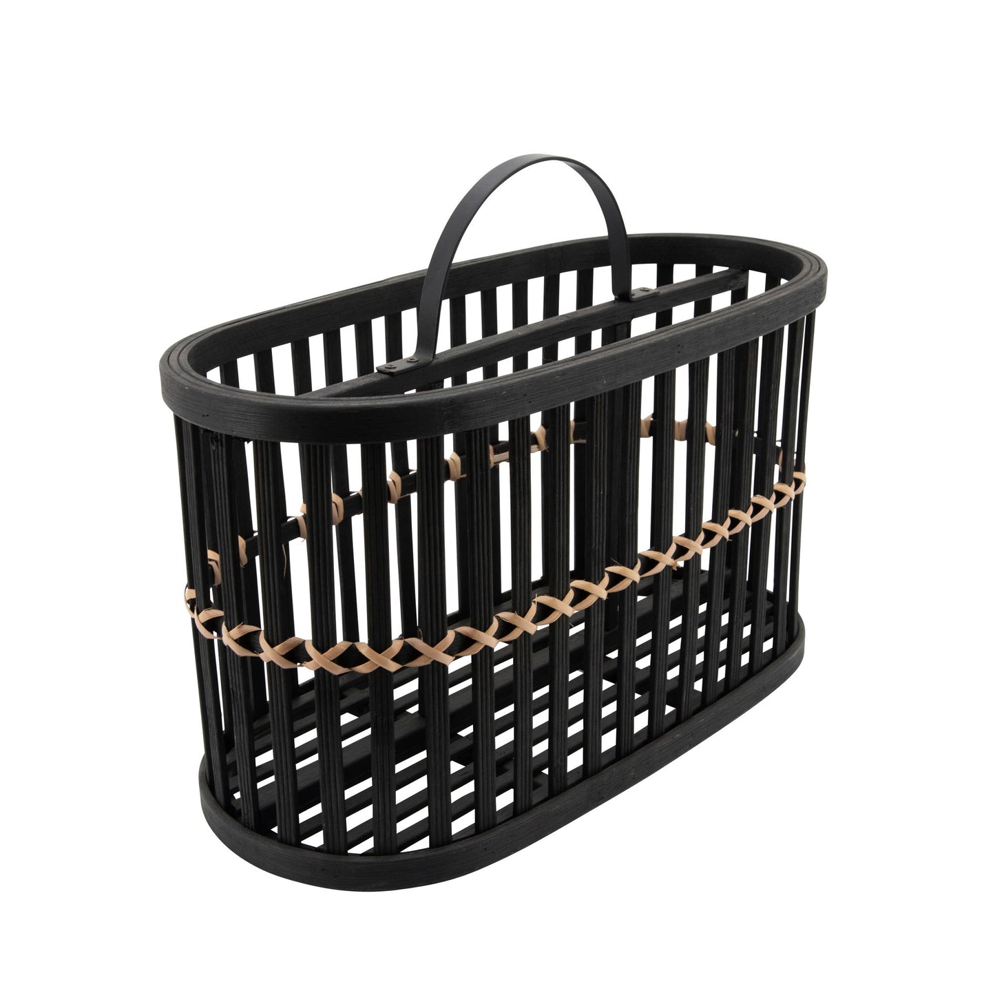 Woven 14" Oval Basket, Black