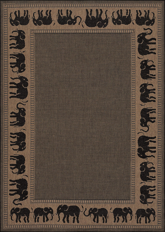 Couristan Recife Elephant Cocoa-Black Runner Rug 2'3" x 11'9"