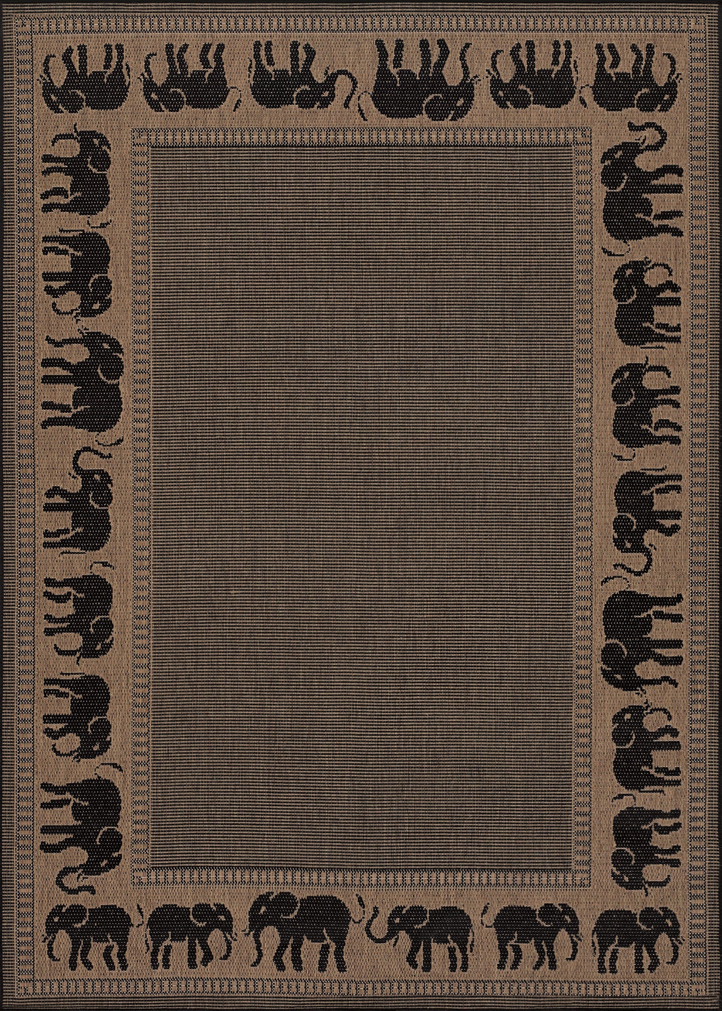Couristan Recife Elephant Cocoa-Black Square Rug 8'6" x 8'6"