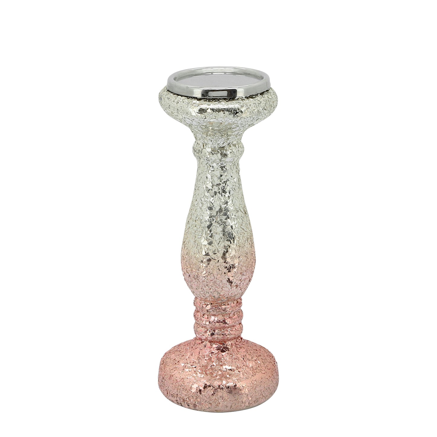 12" Blush Crackled Candle Holder
