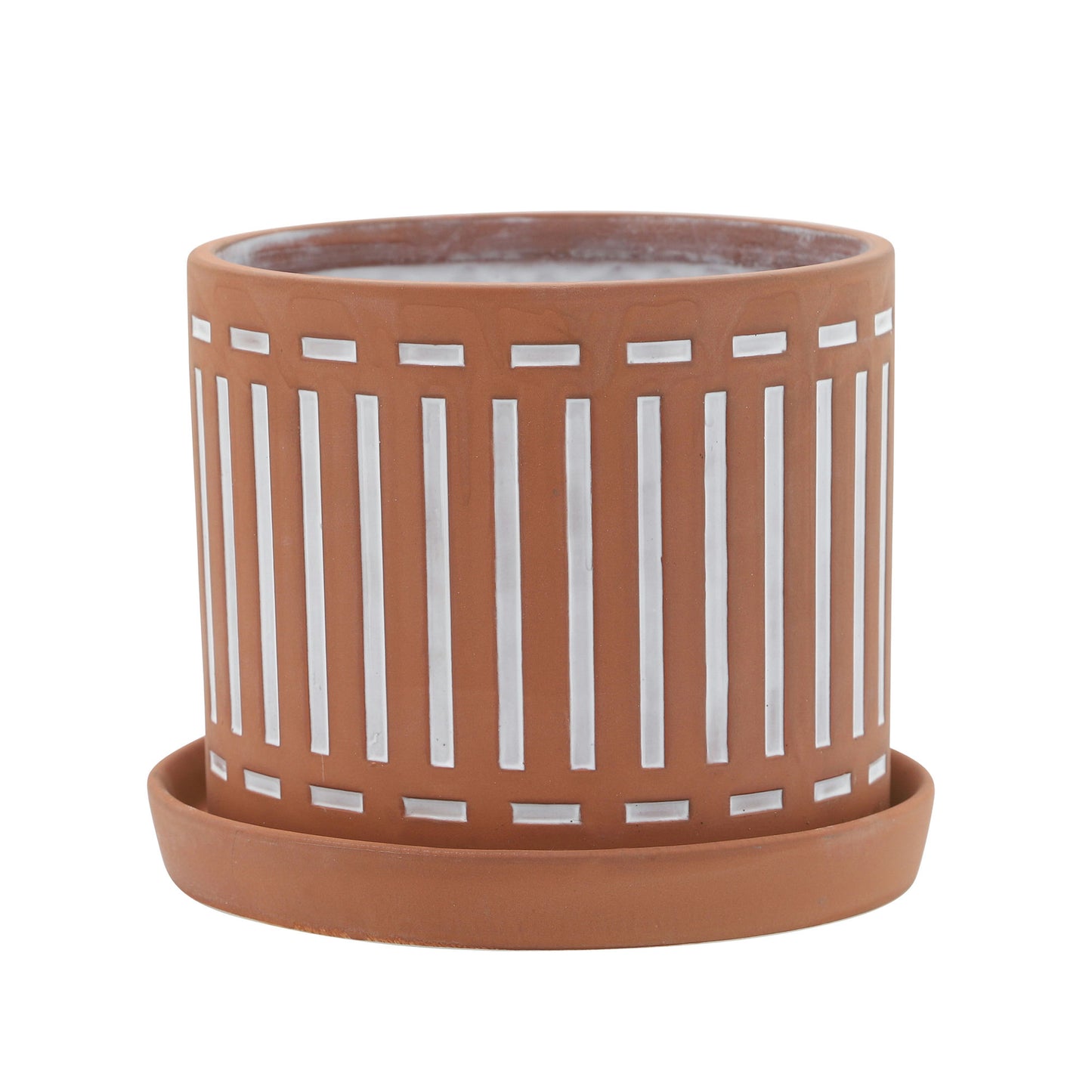 S/2 Terracotta Planters W/ Saucer 6/8", Orange