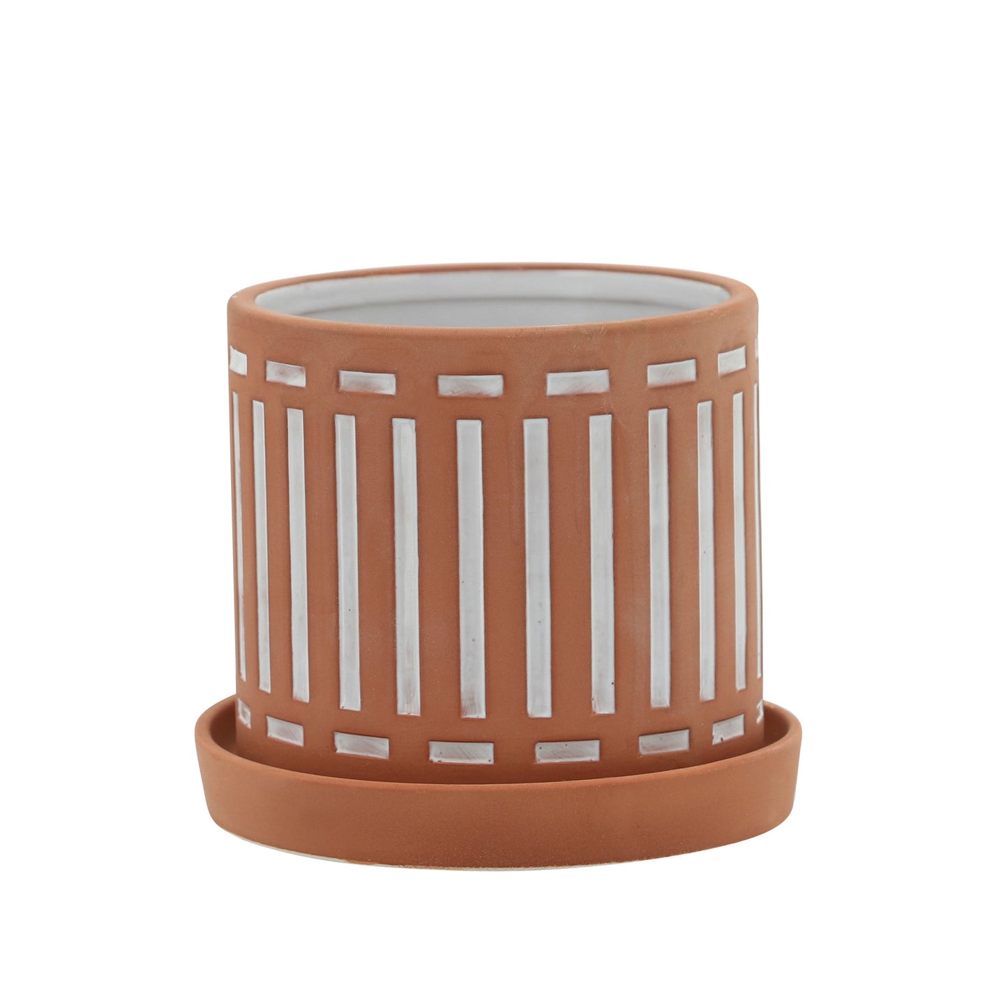 S/2 Terracotta Planters W/ Saucer 6/8", Orange