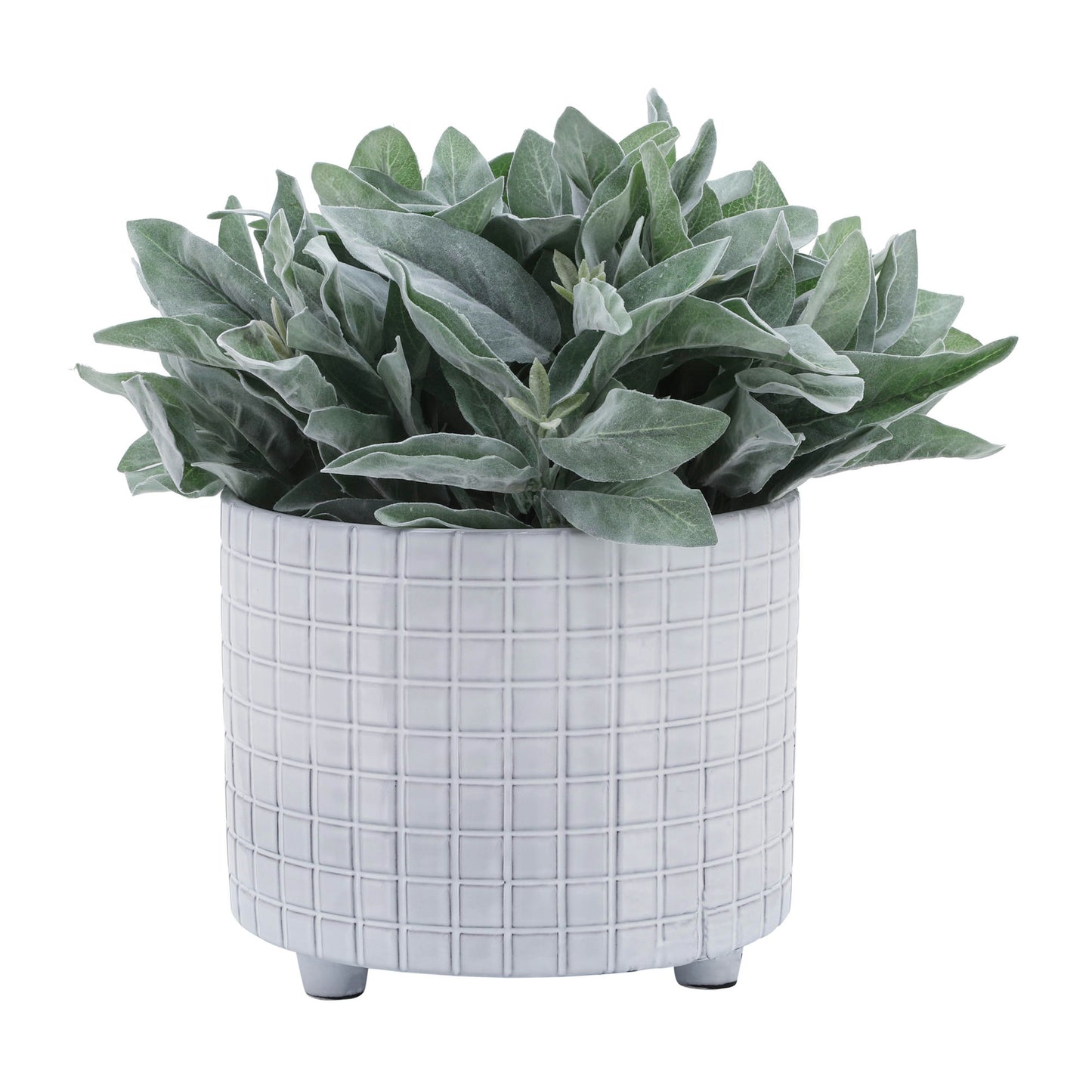 S/2 Checkered Footed Planters 10/12" White