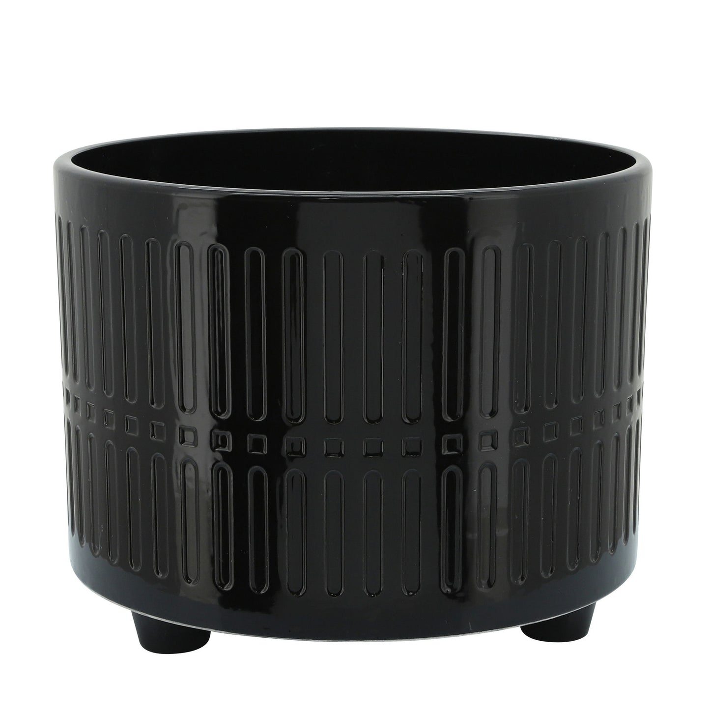 S/2 Lines Footed Planters 10/12" Black