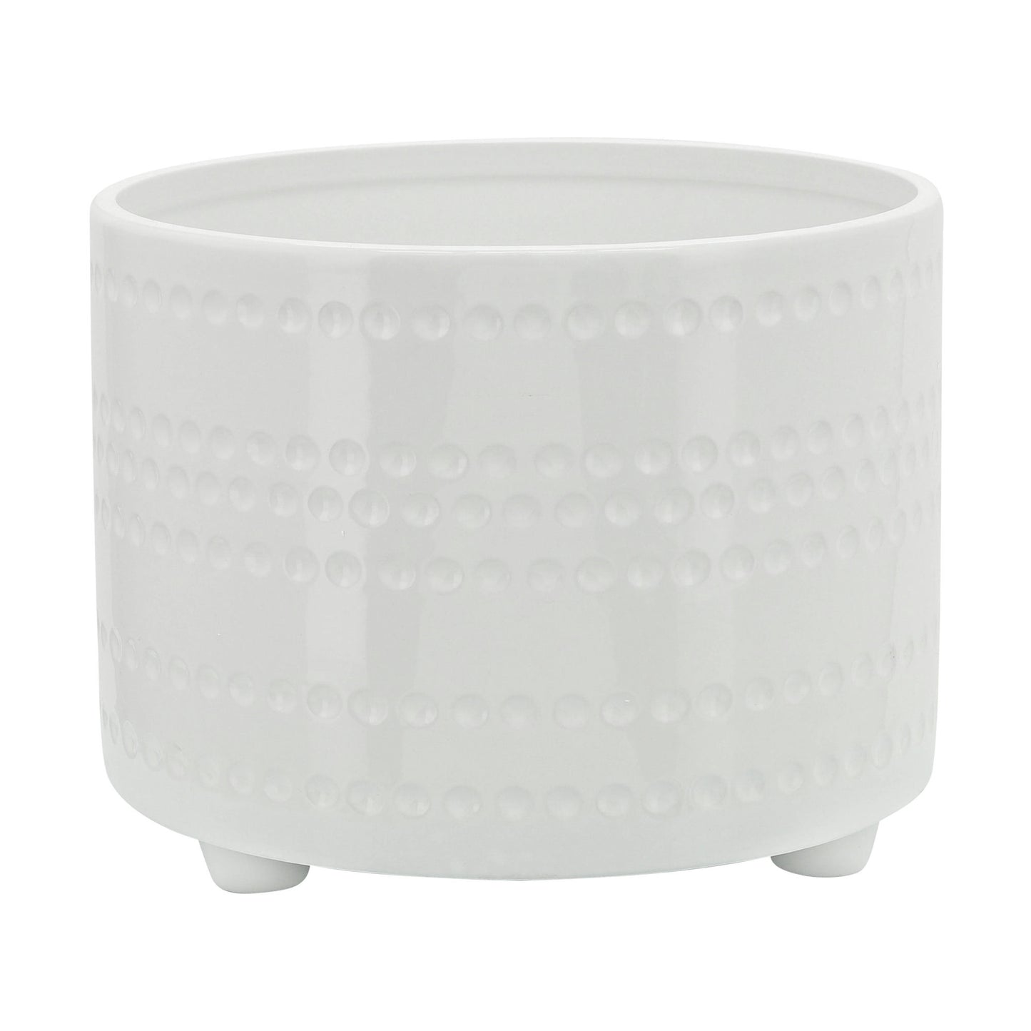 S/2 Dotted Footed Planters 10/12" , White