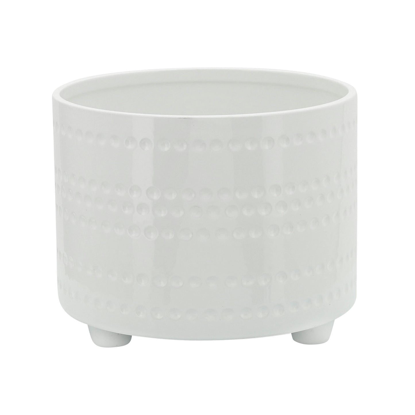 S/2 Dotted Footed Planters 10/12" , White