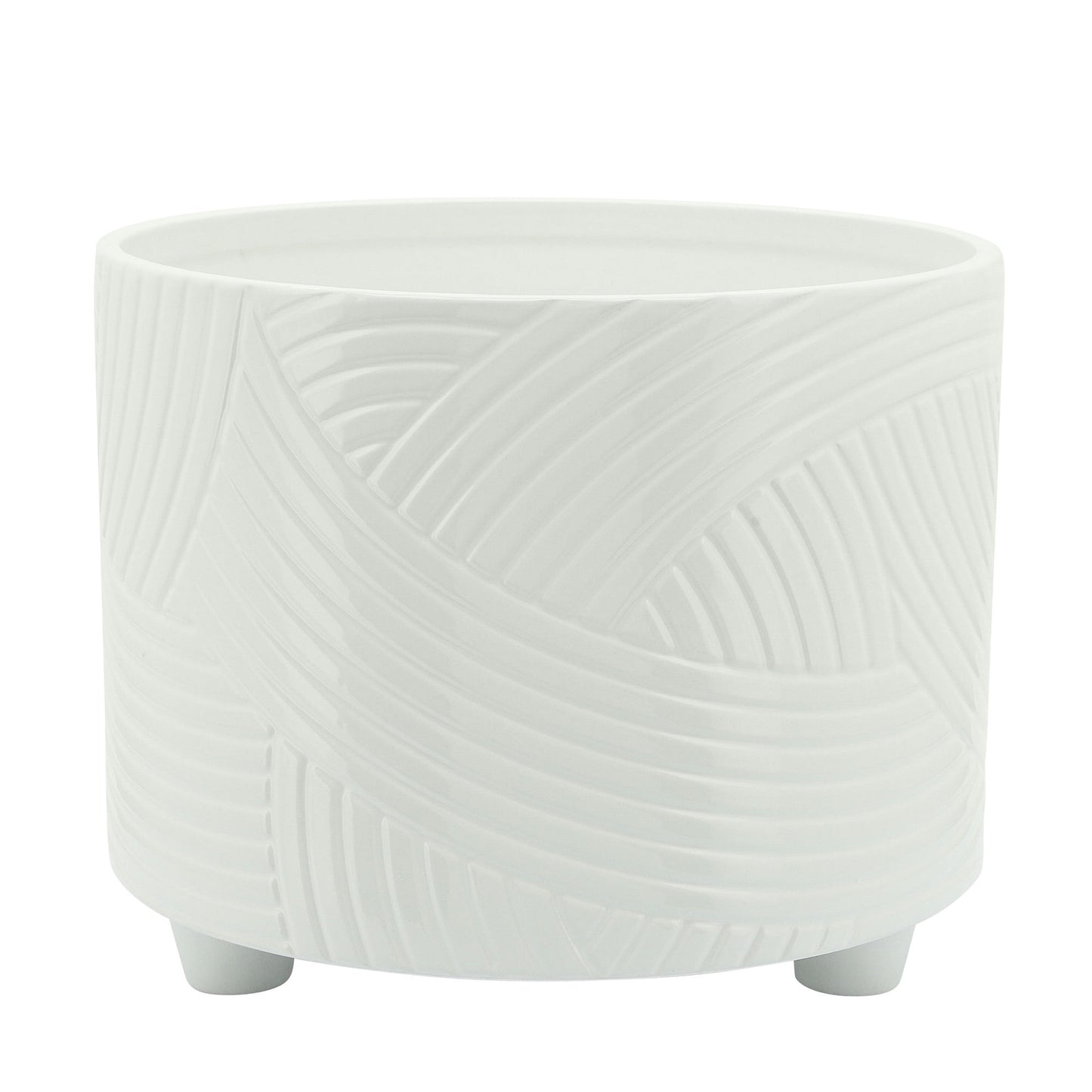 S/2 Swirl Footed Planters 10/12" , White