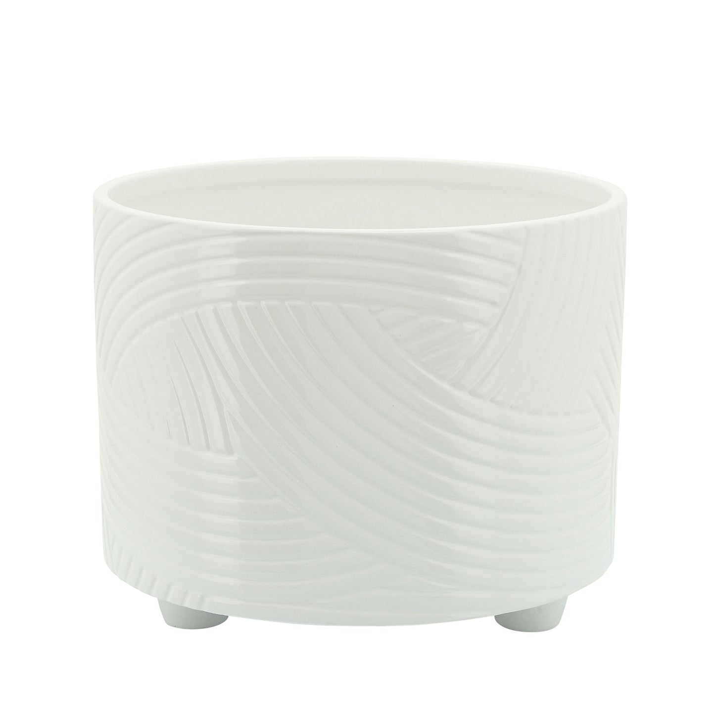 S/2 Swirl Footed Planters 10/12" , White