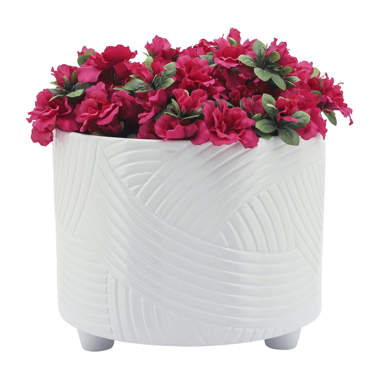 S/2 Swirl Footed Planters 10/12" , White