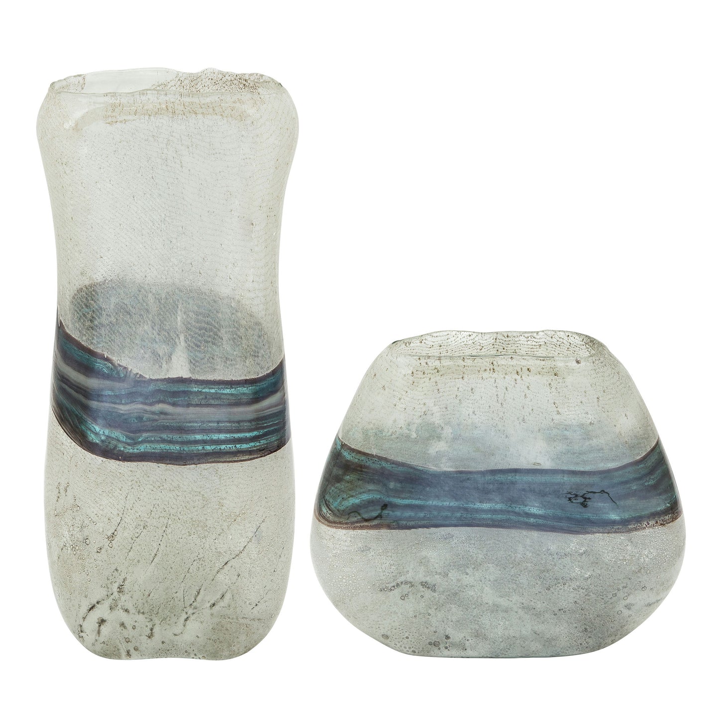 Glass, 14" Azurite Vase, Blue/gray
