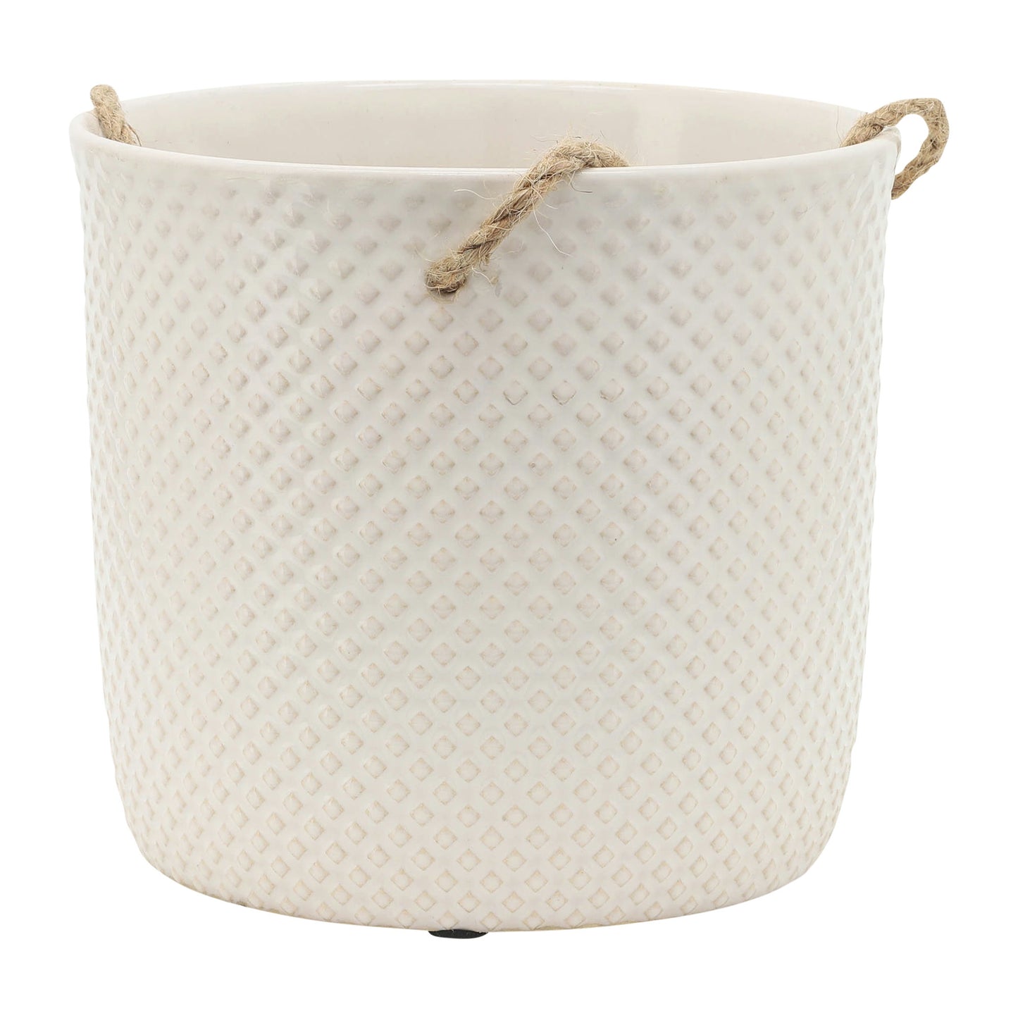 7", Dotted Hanging Planter, White