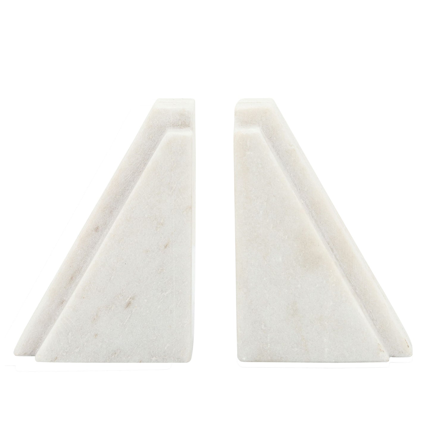 S/2 Marble 7"h Tapered Bookends, White