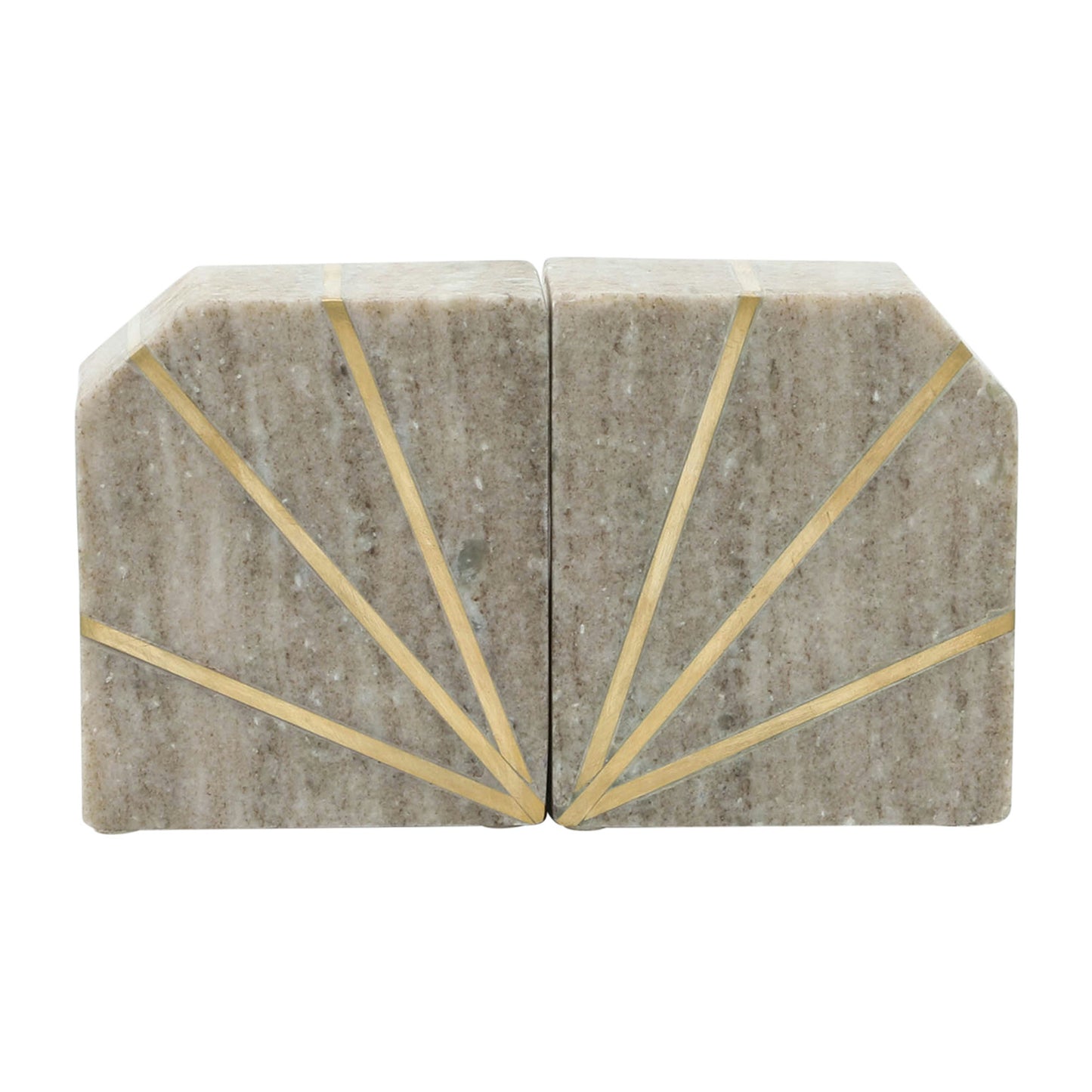S/2 Marble 5"h Polished Bookends W/gold Inlays,ony
