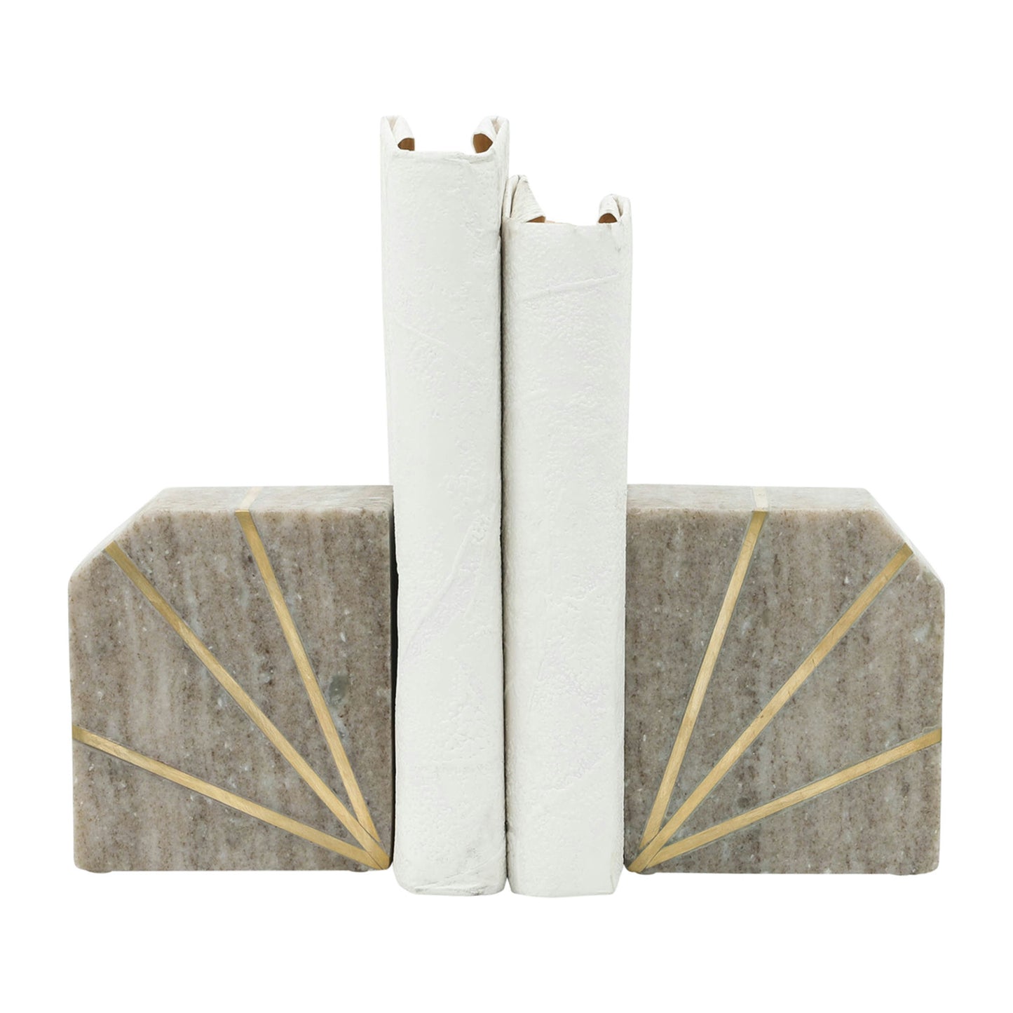 S/2 Marble 5"h Polished Bookends W/gold Inlays,ony