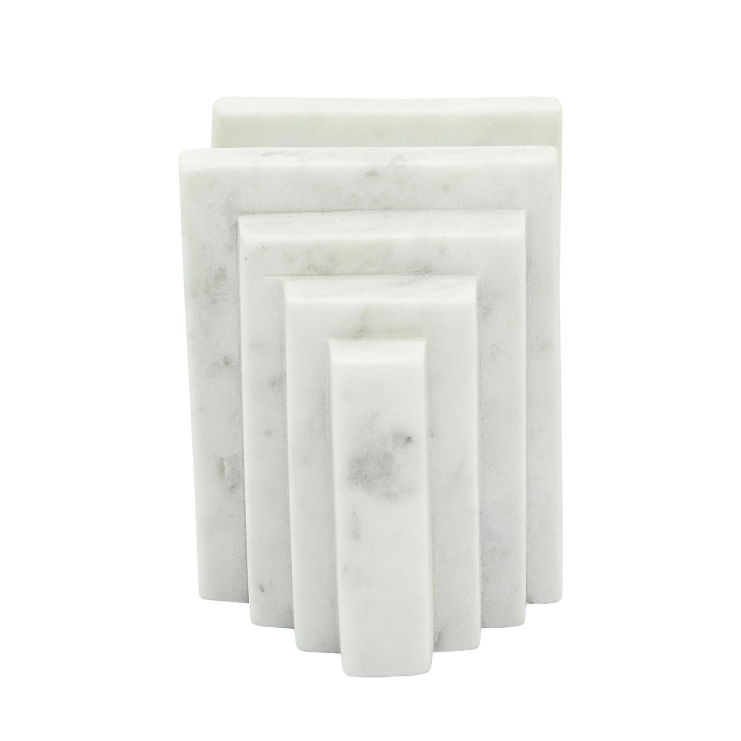 S/2 Marble 5"h Block Bookends, White