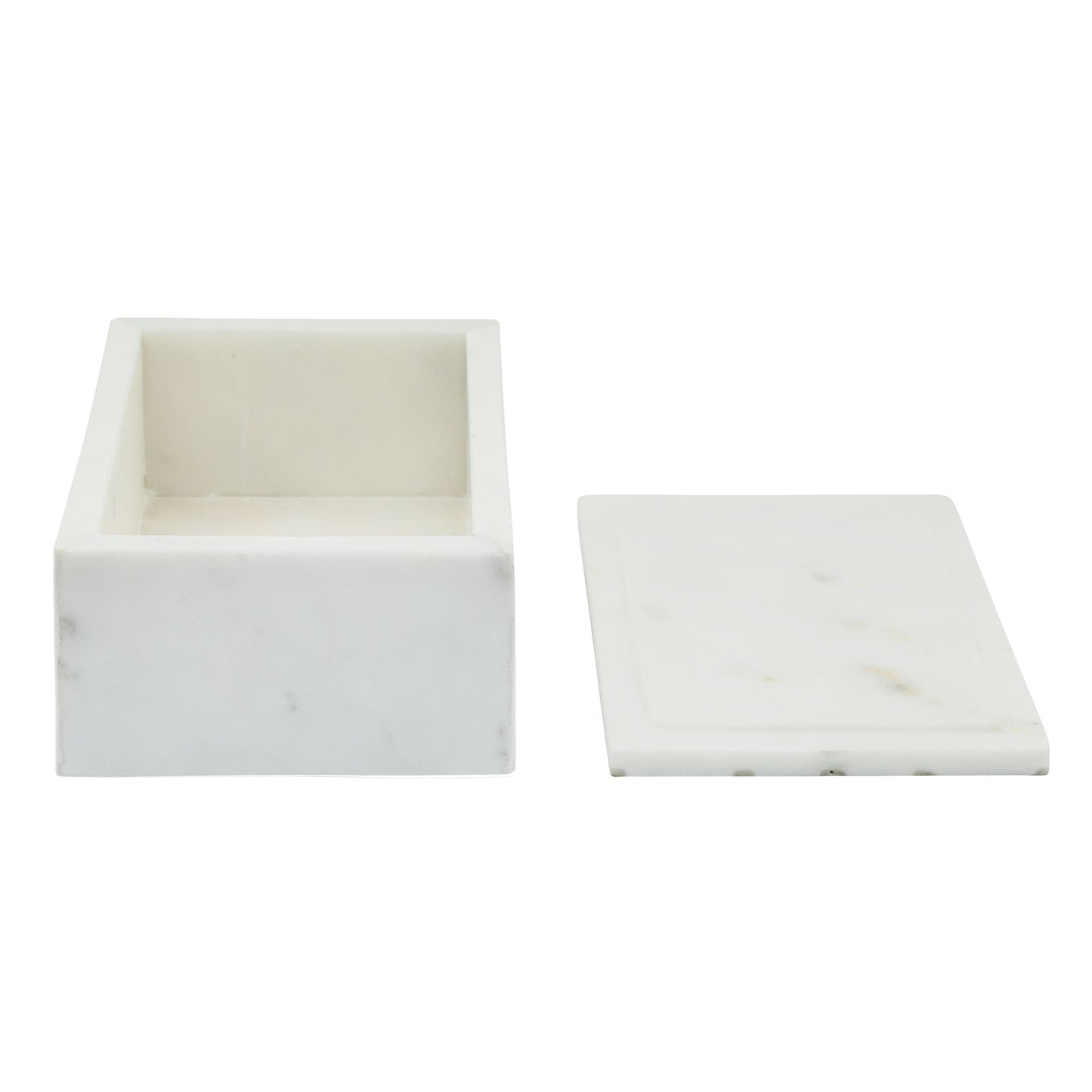 Marble 7x5 Rectangular Box W/gold Inlays,wht