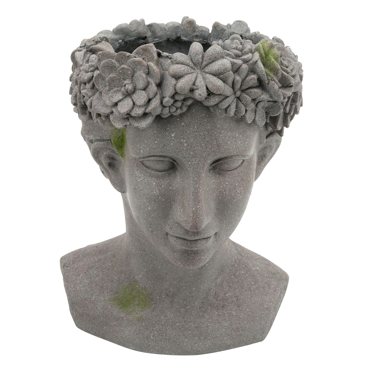 Resin, 19"h Lady W/ Daisies Planter, Gray