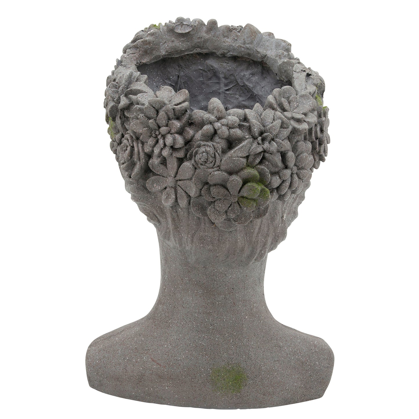 Resin, 19"h Lady W/ Daisies Planter, Gray