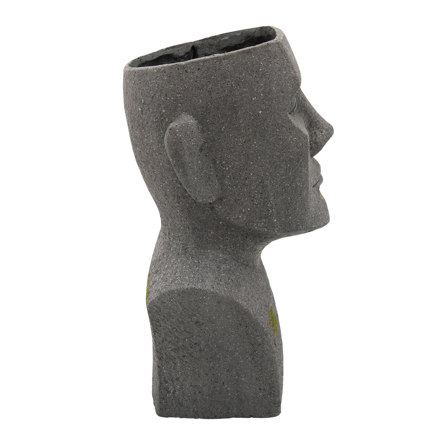 Resin, 20"h Moai Bust Planter, Gray