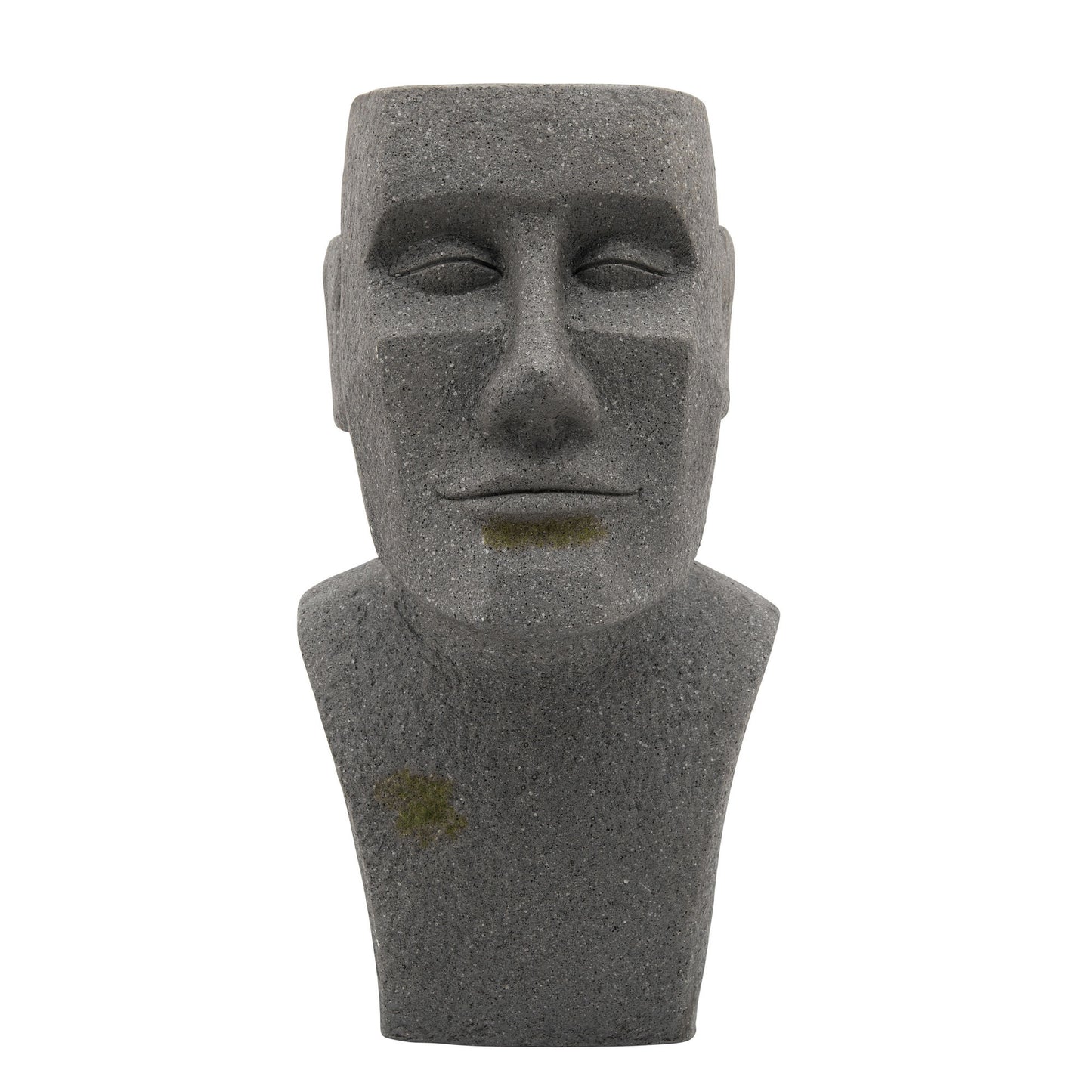 Resin, 20"h Moai Bust Planter, Gray