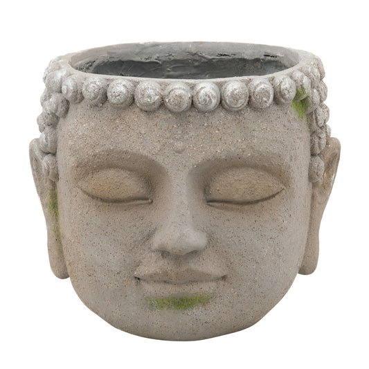 Resin, 11" Buddha Head Planter, Gray