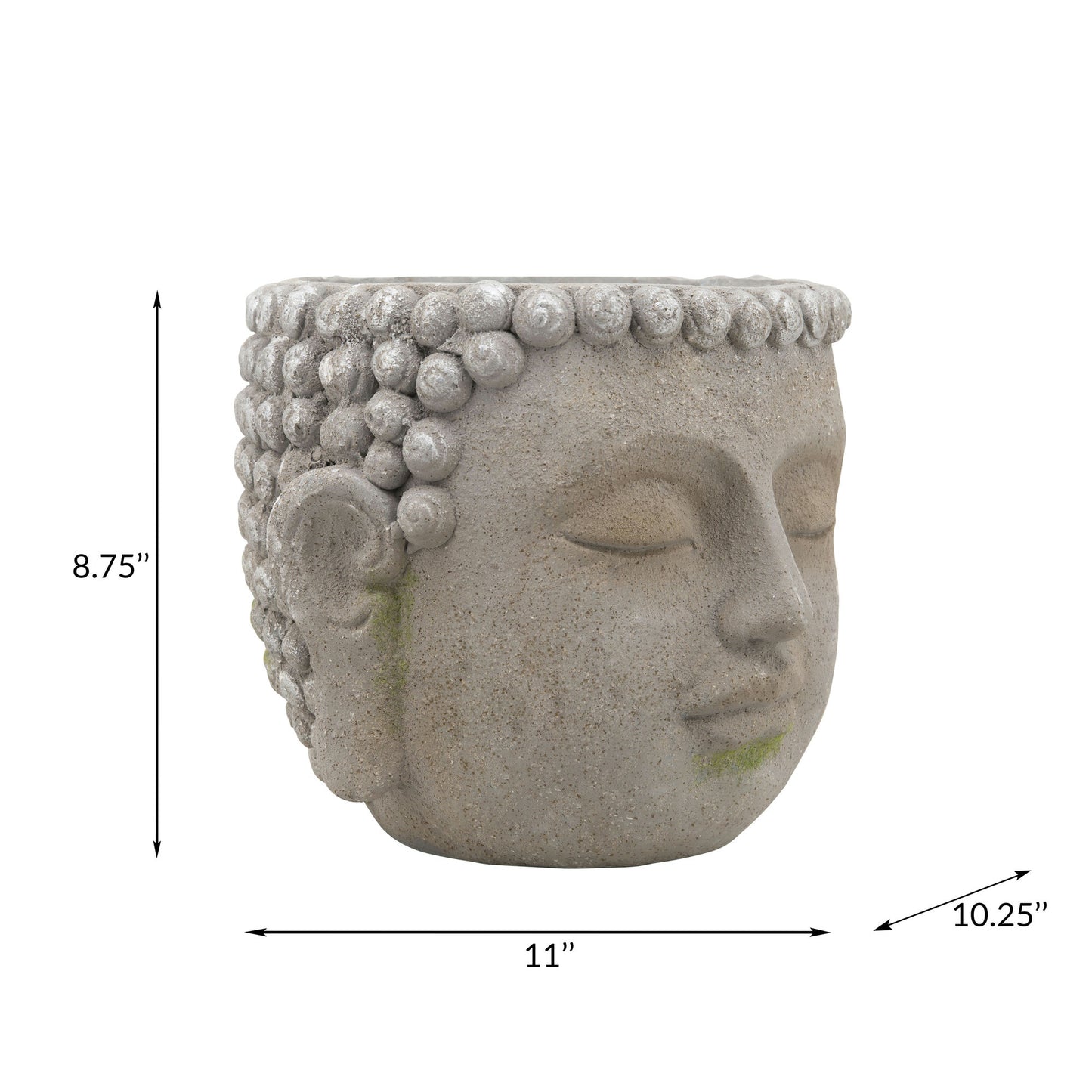 Resin, 11" Buddha Head Planter, Gray