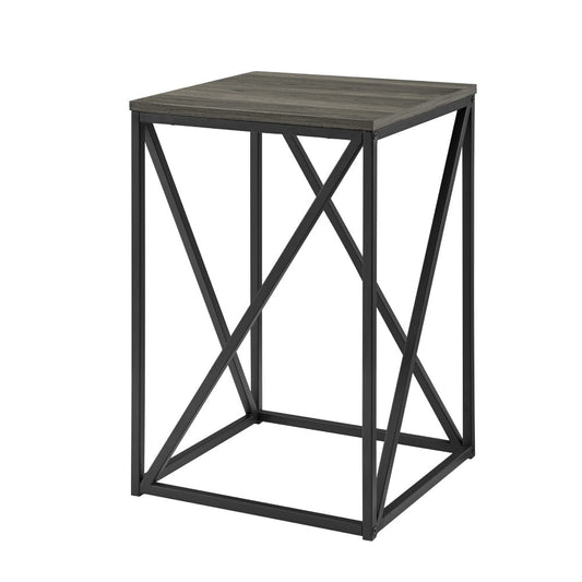 16" Modern Geometric Square Side Table - Slate Gray
