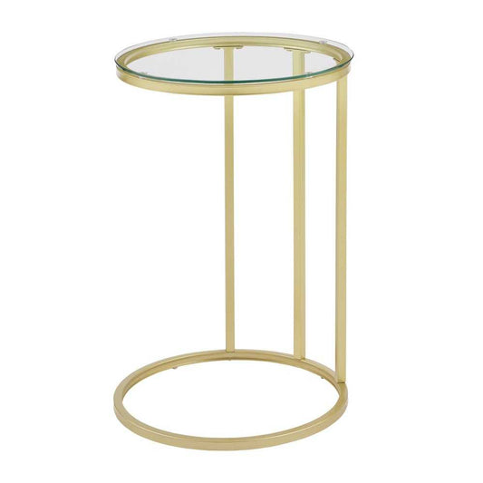 16" Round C Table - Glass/Gold