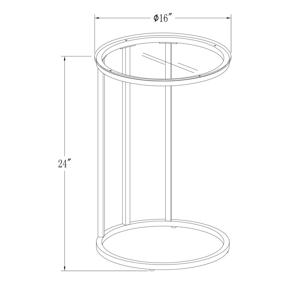 16" Round C Table - Glass/Gold