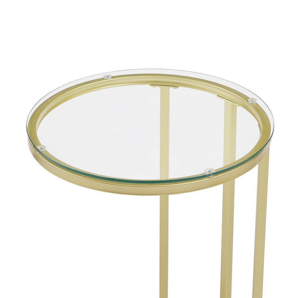 16" Round C Table - Glass/Gold