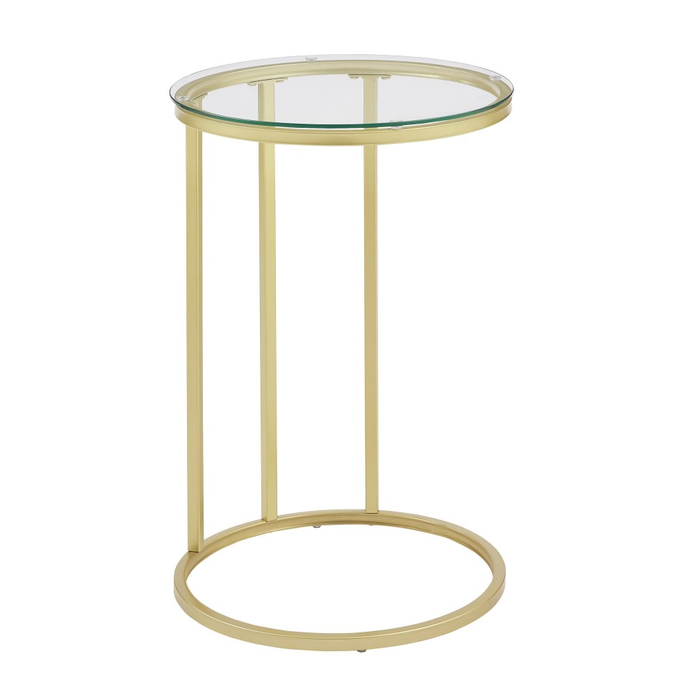 16" Round C Table - Glass/Gold